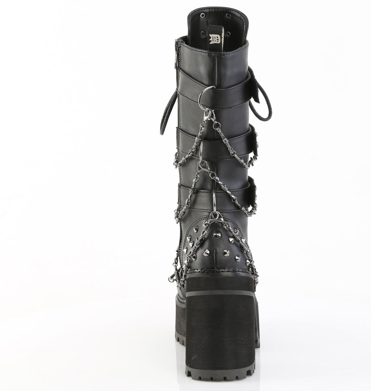 ASSAULT-117 4 3/4" Heel, 2 1/4" PF Lace-Up Mid-Calf Boot, Side Zip