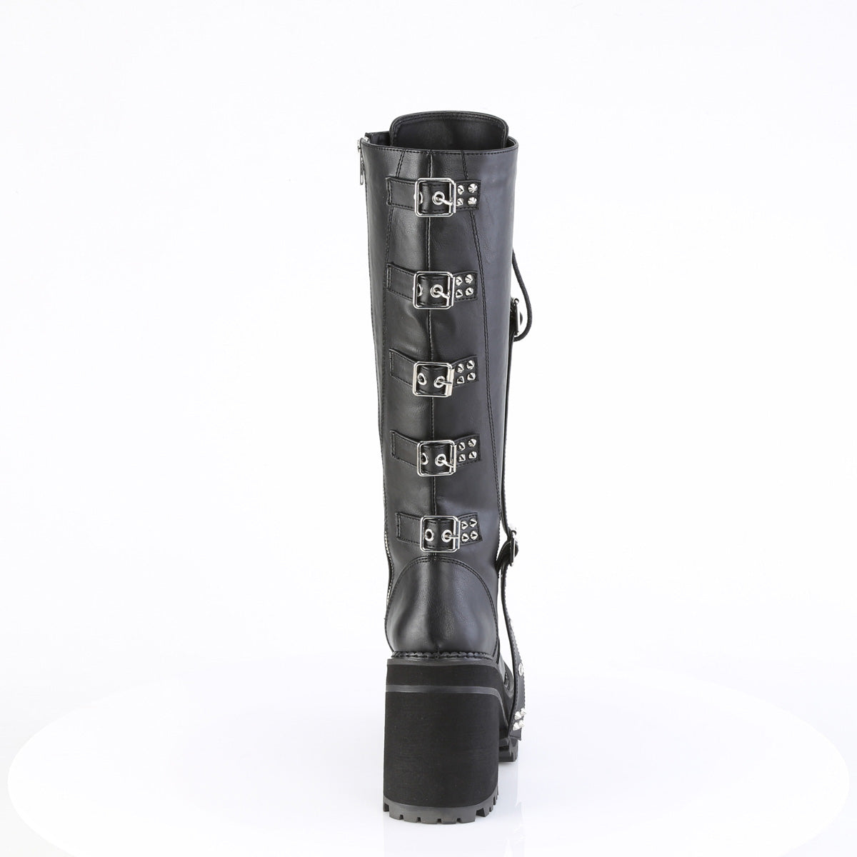 ASSAULT-218 4 3/4" Heel, 2 1/4" PF Lace-Up Knee High Boot, Inside Zip