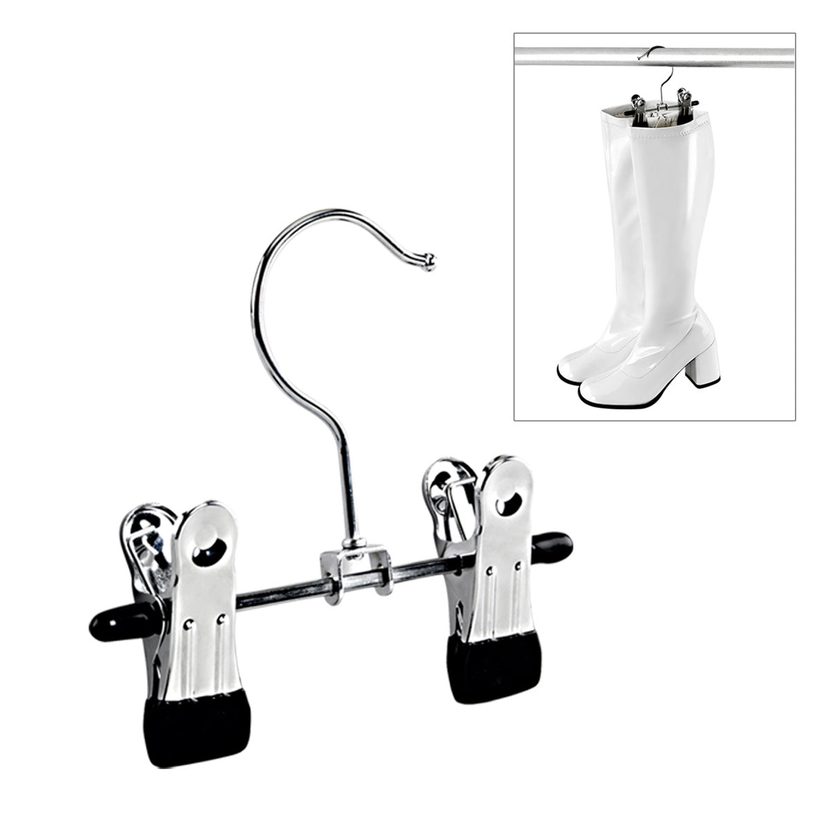 BOOT CLIPS **5" Chrome With Chrome Hardware And Black Tips