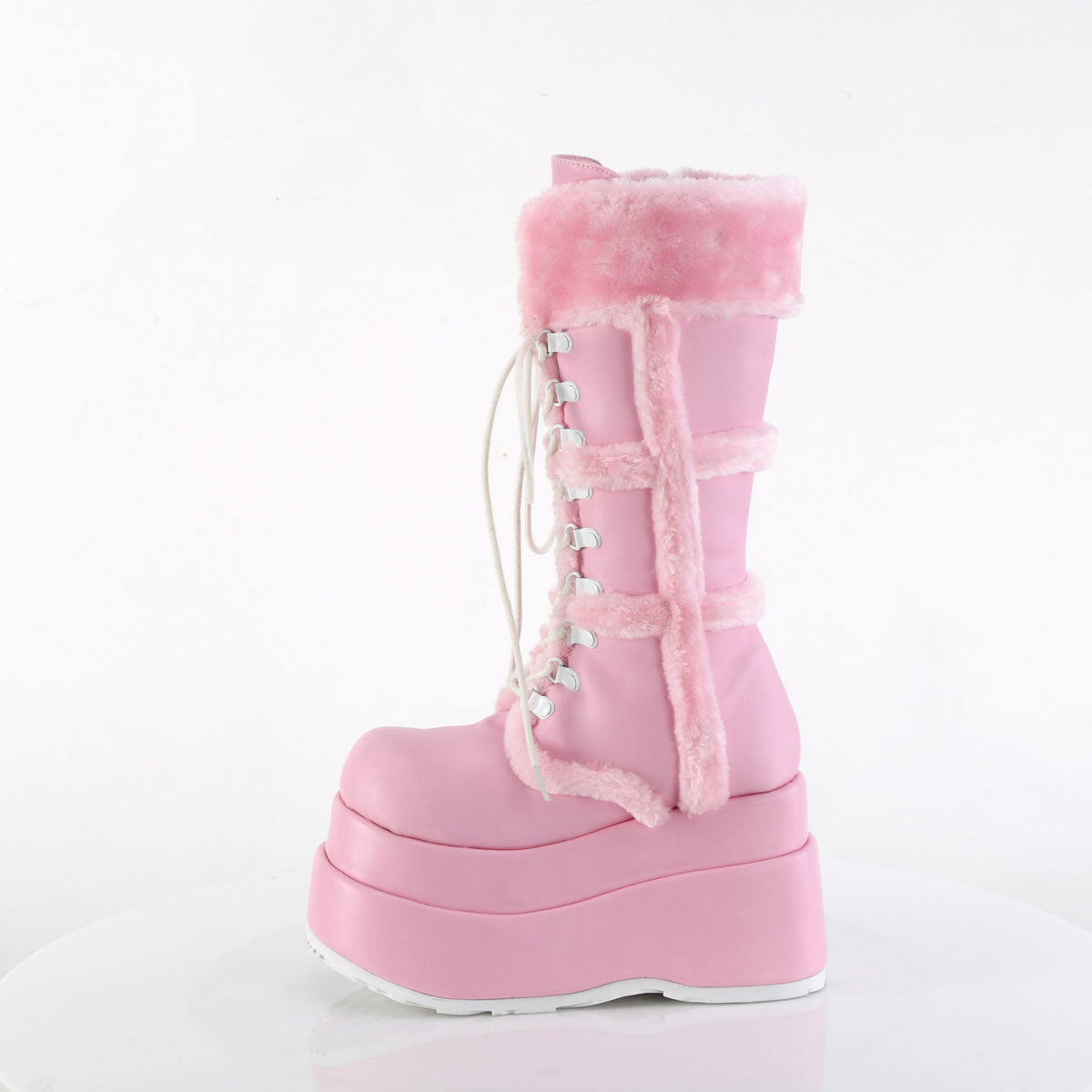 BEAR-202 *4 1/2" Tiered PF Lace-Up Mid-Calf Boot, Side Zip
