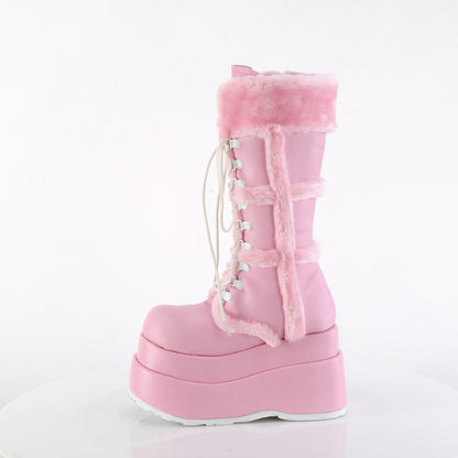 BEAR-202 *4 1/2" Tiered PF Lace-Up Mid-Calf Boot, Side Zip