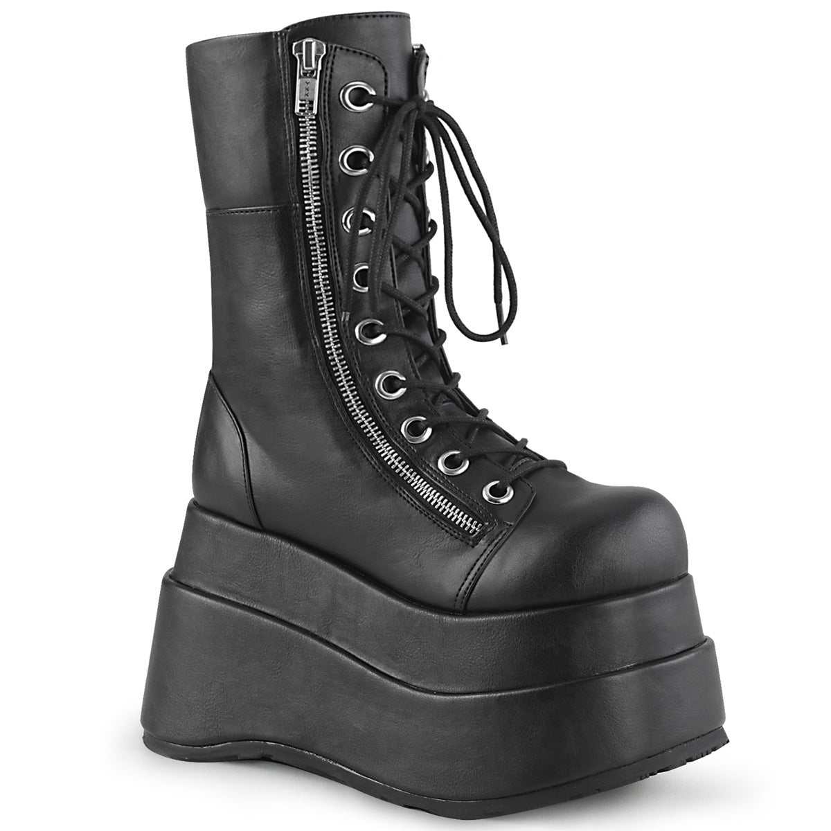 BEAR-265 4 1/2" Tiered PF Lace-Up Mid-Calf Boot, Inner & Outer Zip