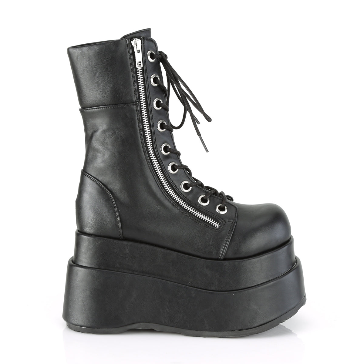 BEAR-265 4 1/2" Tiered PF Lace-Up Mid-Calf Boot, Inner & Outer Zip