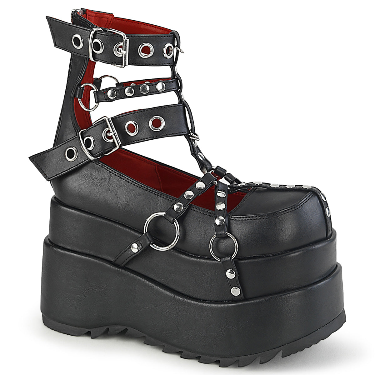 BEAR-28 *4 1/2" Tiered PF Cage Bootie, Back Metal Zip
