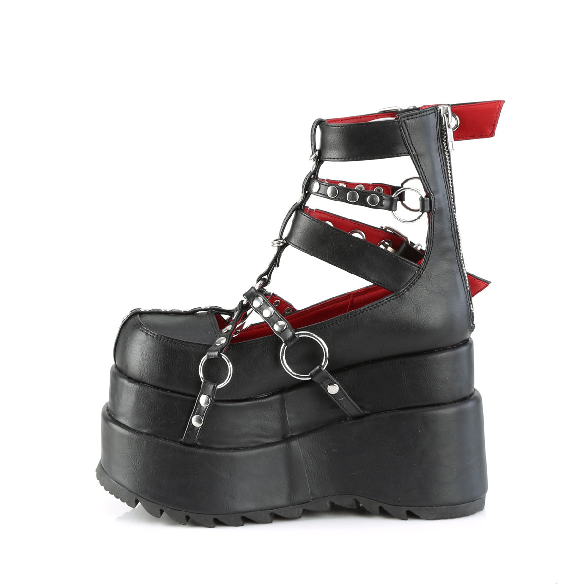 BEAR-28 *4 1/2" Tiered PF Cage Bootie, Back Metal Zip