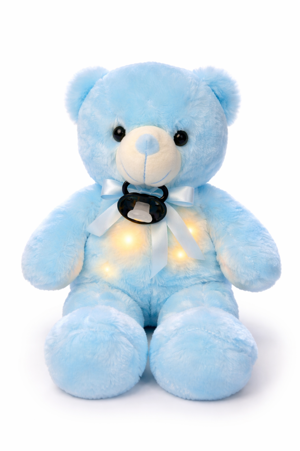LED Light-Up Teddy Bear Plush Pink/Blue Glowing Stuffed Bear with Adult Pacifier