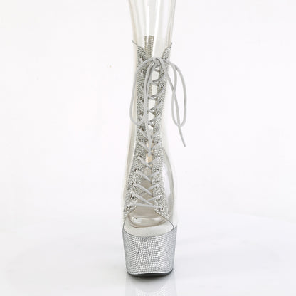 BEJEWELED-1016C-2-7 *7" Heel, 2 3/4" PF Open Toe/Heel Lace-Up Ankle Boot w/RS