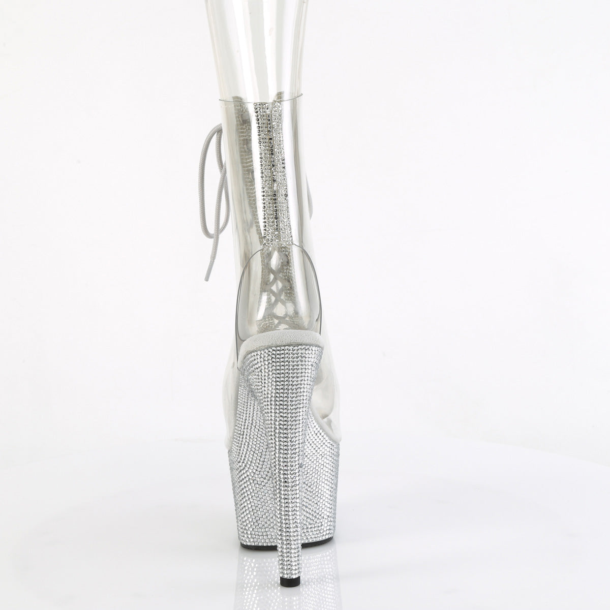 BEJEWELED-1016C-2-7 *7" Heel, 2 3/4" PF Open Toe/Heel Lace-Up Ankle Boot w/RS