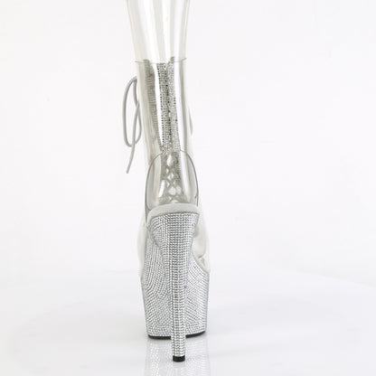 BEJEWELED-1016C-2-7 *7" Heel, 2 3/4" PF Open Toe/Heel Lace-Up Ankle Boot w/RS