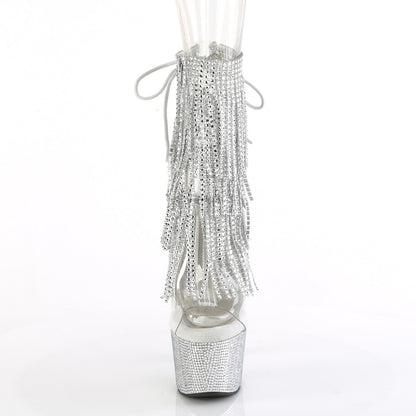 BEJEWELED-1017RSF-7 7" Heel, 2 3/4" PF Open Toe/Heel Fringe Ankle Boot w/RS