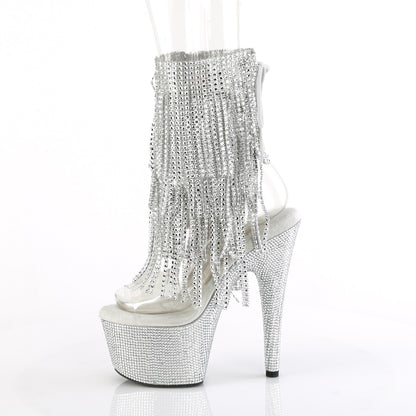 BEJEWELED-1017RSF-7 7" Heel, 2 3/4" PF Open Toe/Heel Fringe Ankle Boot w/RS