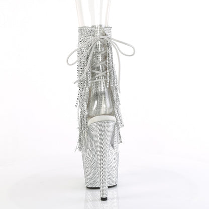 BEJEWELED-1017RSF-7 7" Heel, 2 3/4" PF Open Toe/Heel Fringe Ankle Boot w/RS