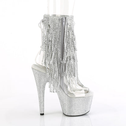 BEJEWELED-1017RSF-7 7" Heel, 2 3/4" PF Open Toe/Heel Fringe Ankle Boot w/RS