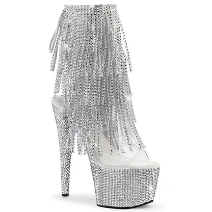 BEJEWELED-1017RSF-7 7" Heel, 2 3/4" PF Open Toe/Heel Fringe Ankle Boot w/RS