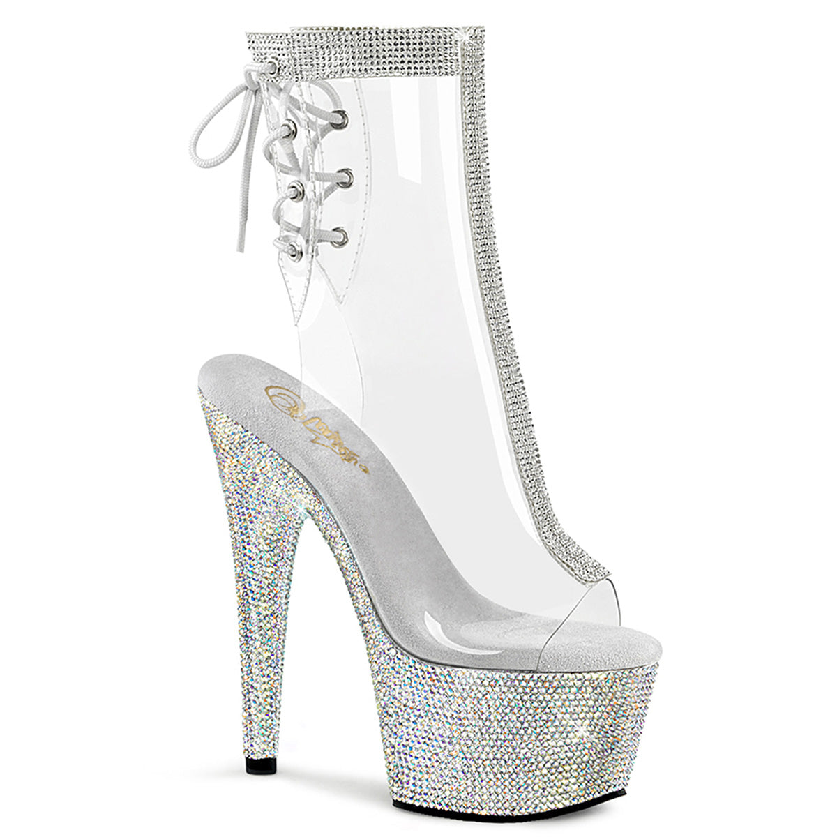 BEJEWELED-1018C-2RS *7" Heel, 2 3/4" PF Open Toe/Heel Ankle Boot w/RS