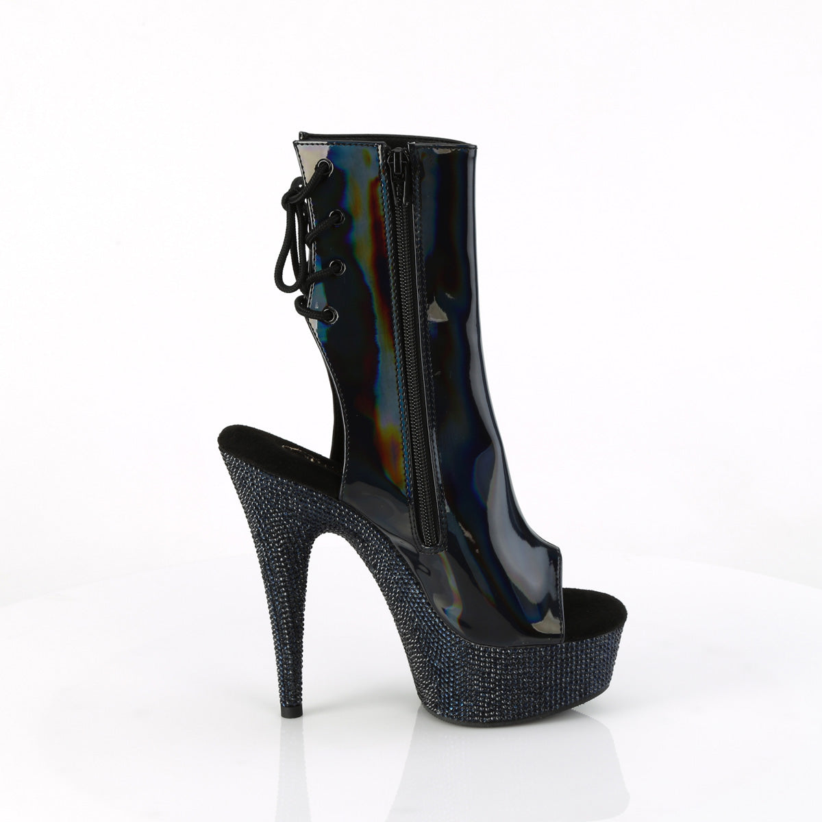 BEJEWELED-1018DM-6 *6" Heel, 1 3/4" PF Open Toe/Heel Ankle Boot w/RS, Side Zip