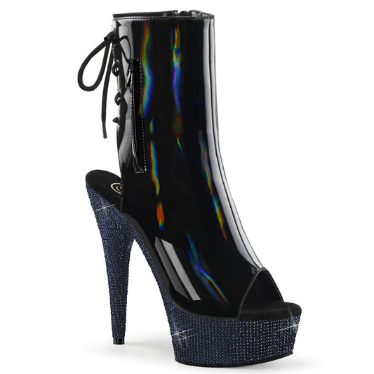 BEJEWELED-1018DM-6 *6" Heel, 1 3/4" PF Open Toe/Heel Ankle Boot w/RS, Side Zip