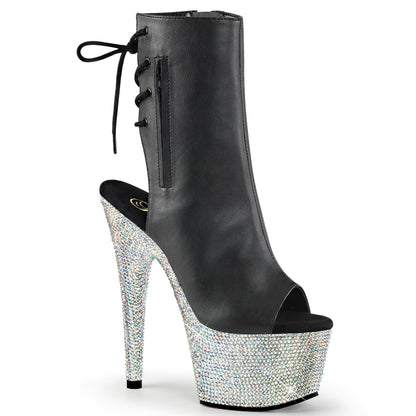 BEJEWELED-1018DM-7 *7" Heel, 2 3/4" PF Open Toe/Heel Ankle Boot w/RS, Side Zip