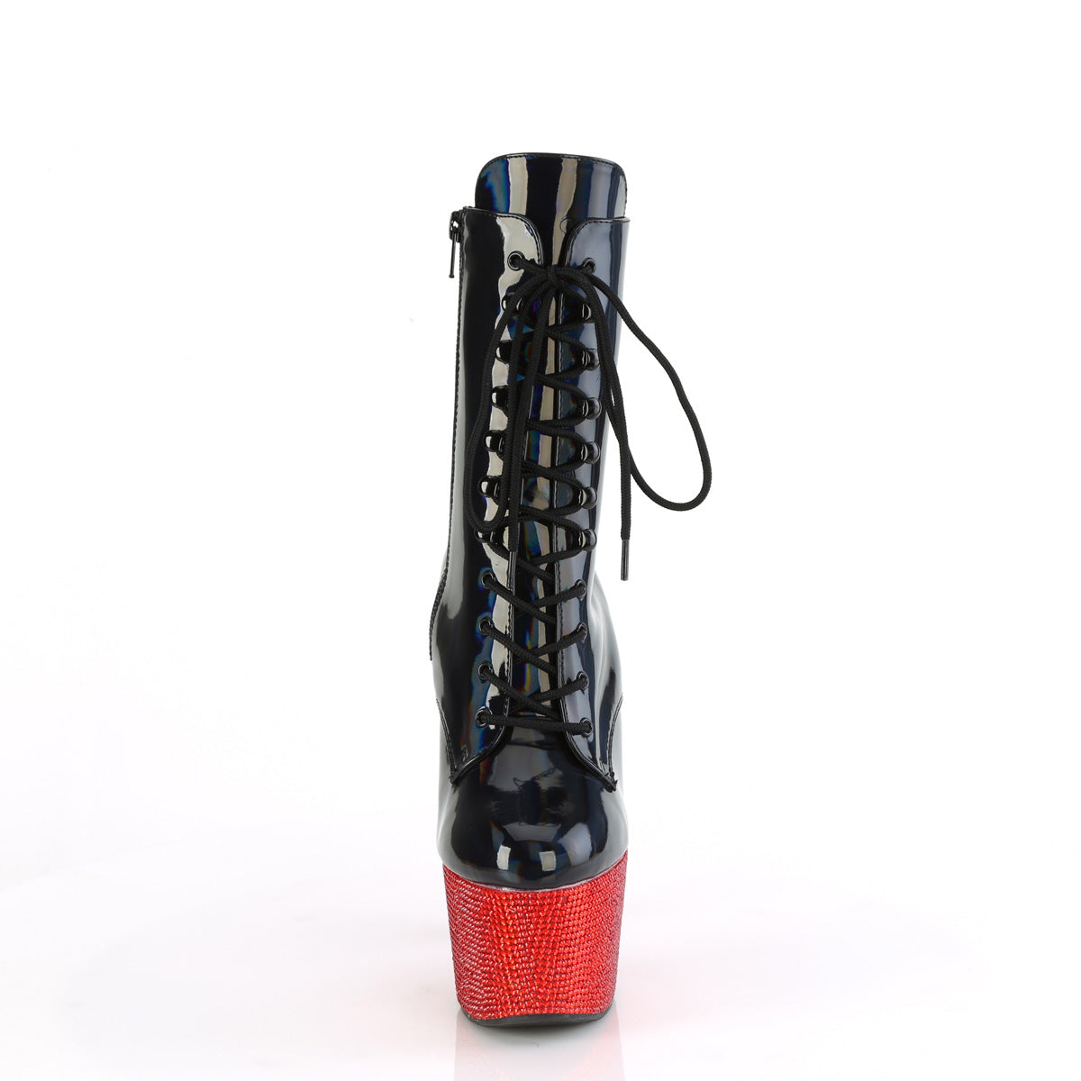 BEJEWELED-1020-7 *7" Heel, 2 3/4" PF Front Lace-Up Ankle Boot w/RS, Side Zip