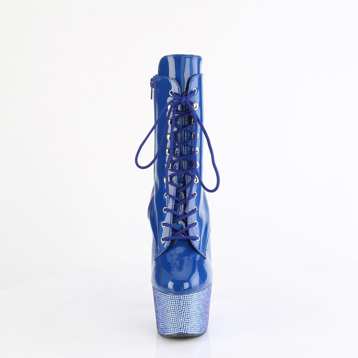 BEJEWELED-1020-7 *7" Heel, 2 3/4" PF Front Lace-Up Ankle Boot w/RS, Side Zip