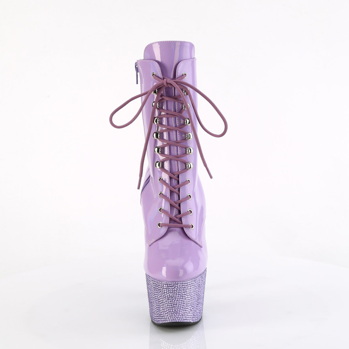 BEJEWELED-1020-7 *7" Heel, 2 3/4" PF Front Lace-Up Ankle Boot w/RS, Side Zip