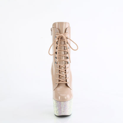 BEJEWELED-1020-7 *7" Heel, 2 3/4" PF Front Lace-Up Ankle Boot w/RS, Side Zip