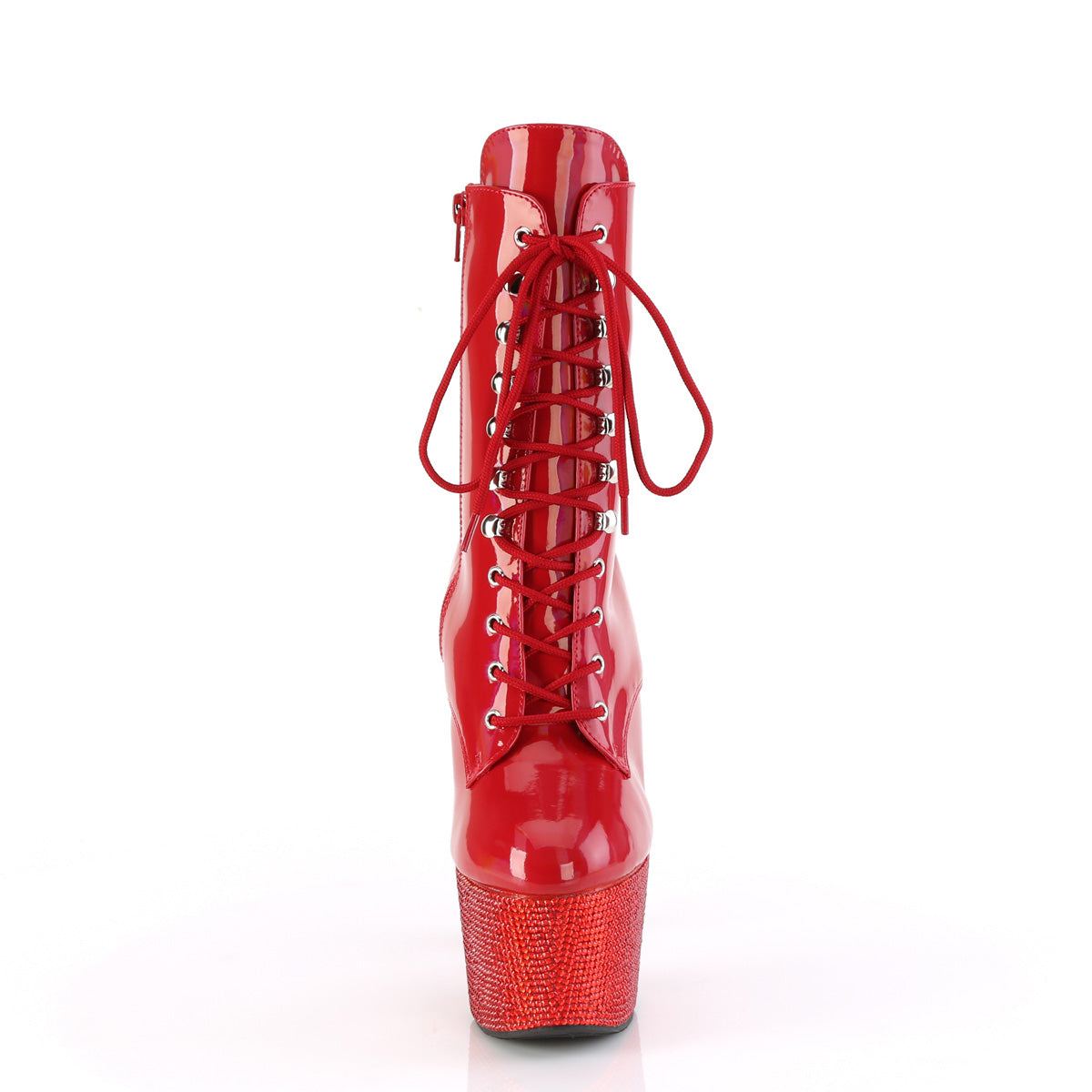 BEJEWELED-1020-7 *7" Heel, 2 3/4" PF Front Lace-Up Ankle Boot w/RS, Side Zip