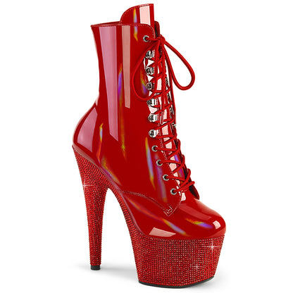 BEJEWELED-1020-7 *7" Heel, 2 3/4" PF Front Lace-Up Ankle Boot w/RS, Side Zip