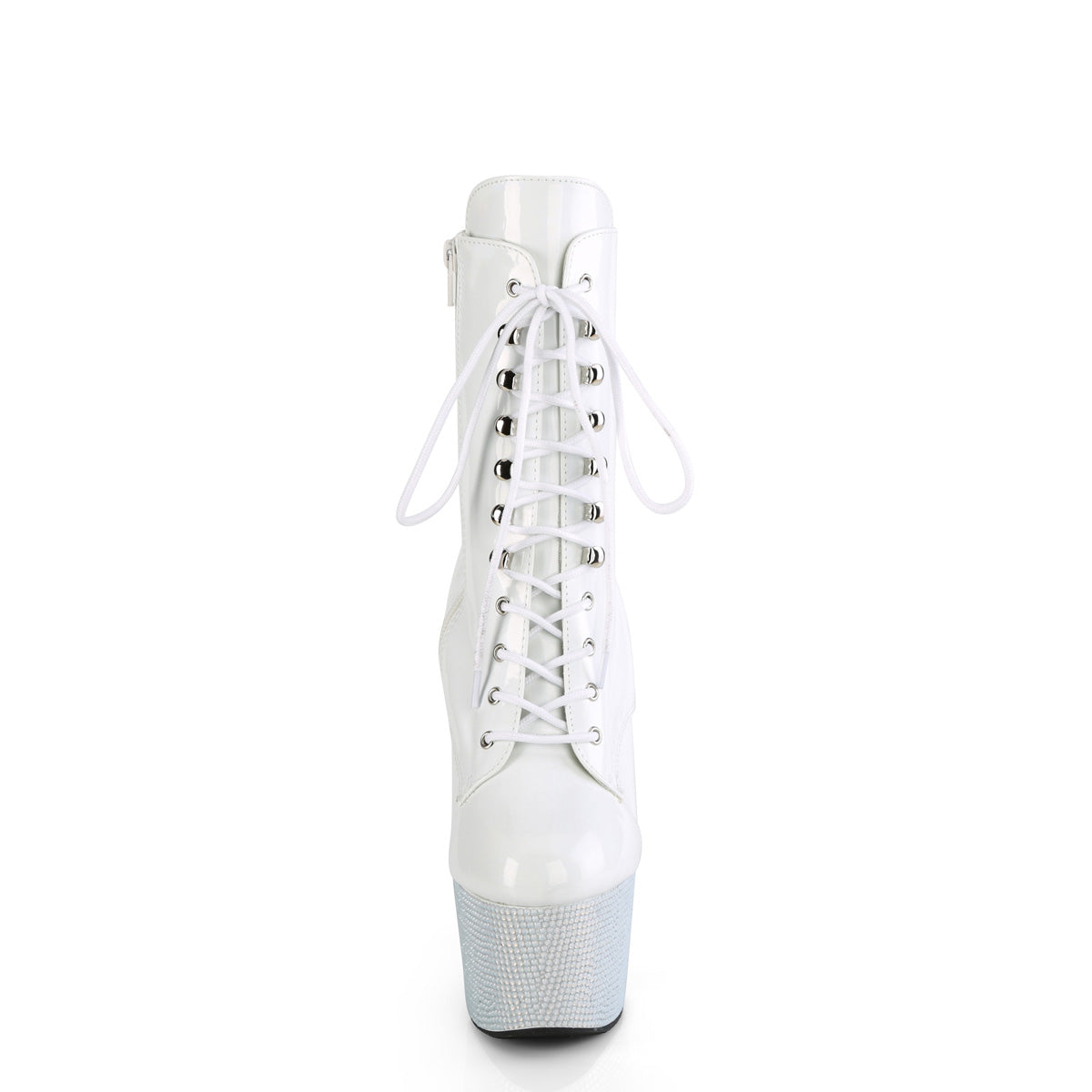 BEJEWELED-1020-7 *7" Heel, 2 3/4" PF Front Lace-Up Ankle Boot w/RS, Side Zip