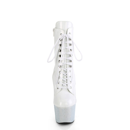 BEJEWELED-1020-7 *7" Heel, 2 3/4" PF Front Lace-Up Ankle Boot w/RS, Side Zip