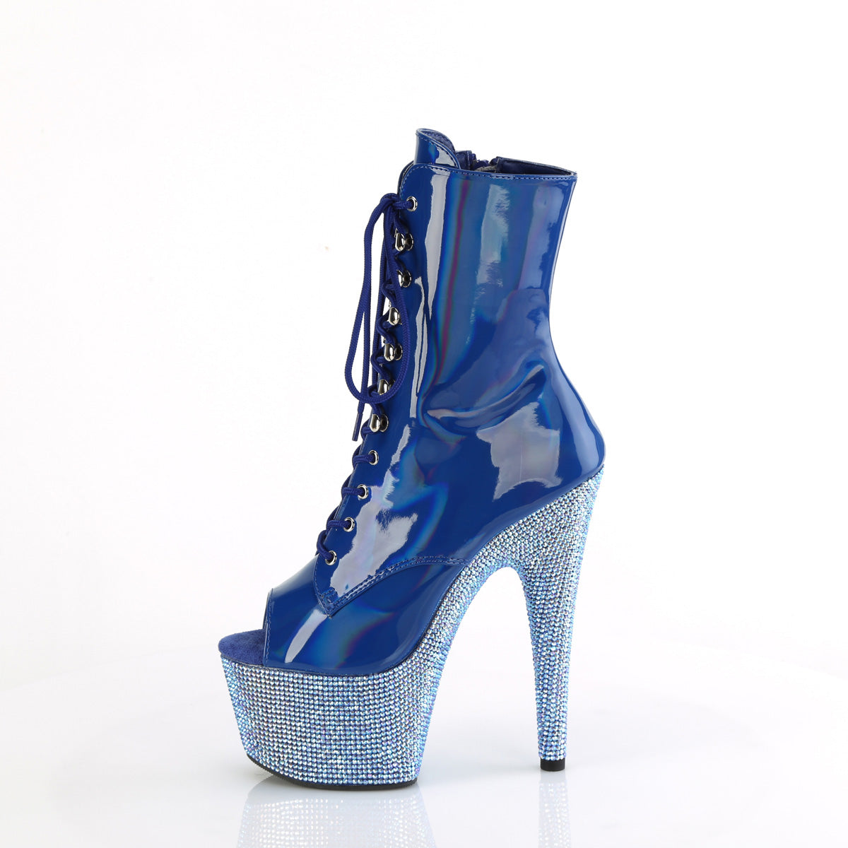 BEJEWELED-1021-7 *7" Heel, 2 3/4" PF Peep Toe Ankle Boot w/RS, Side Zip