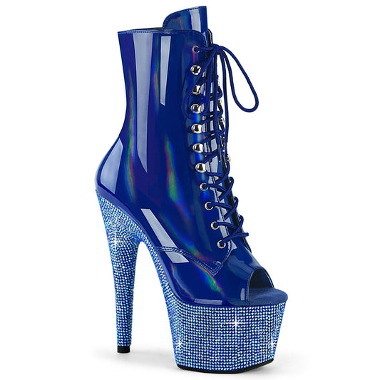 BEJEWELED-1021-7 *7" Heel, 2 3/4" PF Peep Toe Ankle Boot w/RS, Side Zip