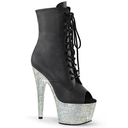 BEJEWELED-1021-7 *7" Heel, 2 3/4" PF Peep Toe Ankle Boot w/RS, Side Zip
