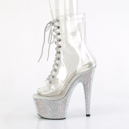 BEJEWELED-1021C-7 *7" Heel, 2 3/4" PF Peep Toe Lace-Up Front Ankle Boot w/RS