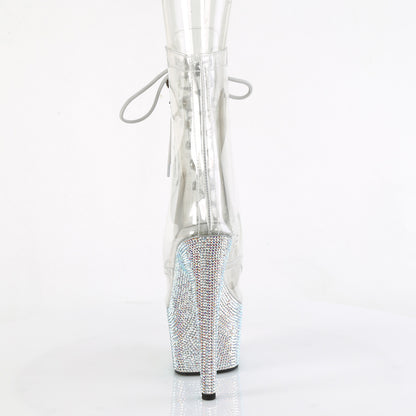 BEJEWELED-1021C-7 *7" Heel, 2 3/4" PF Peep Toe Lace-Up Front Ankle Boot w/RS