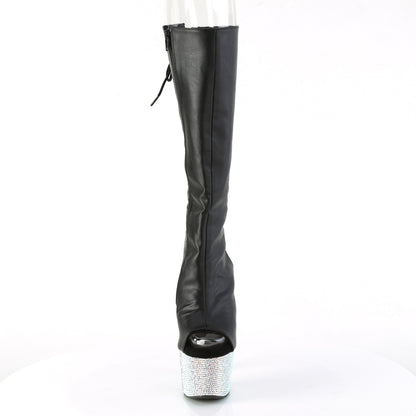 BEJEWELED-2018-7 *7" Heel, 2 3/4" PF Open Toe/Heel Knee Boot w/RS, Side Zip
