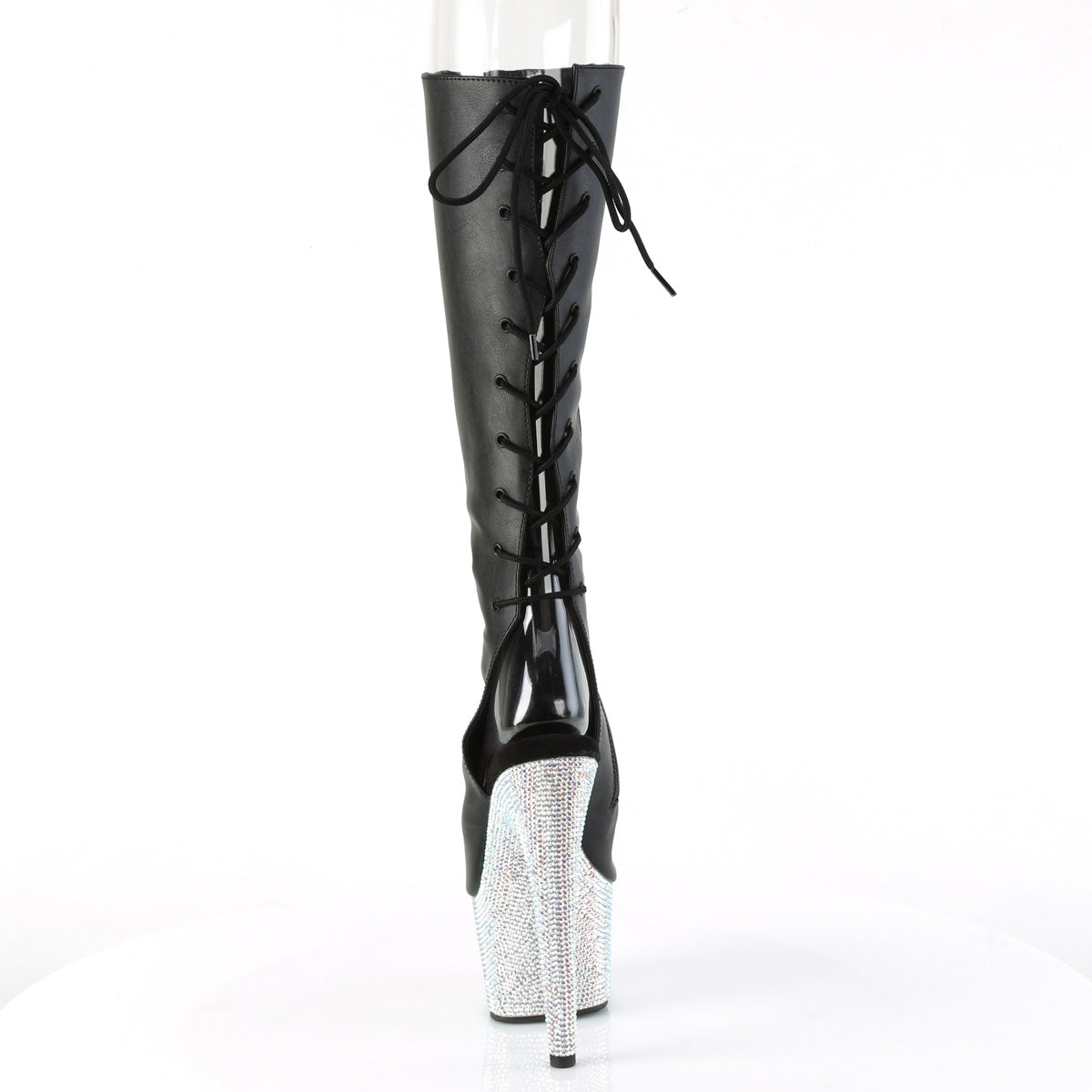 BEJEWELED-2018-7 *7" Heel, 2 3/4" PF Open Toe/Heel Knee Boot w/RS, Side Zip