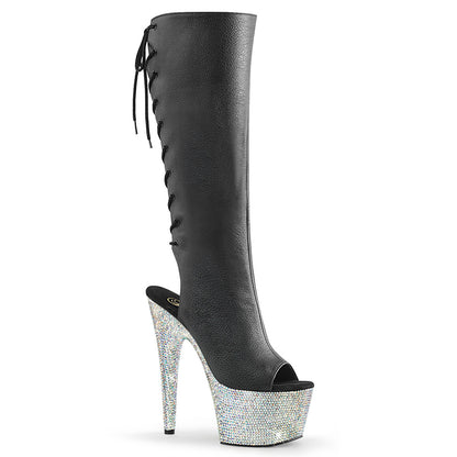 BEJEWELED-2018-7 *7" Heel, 2 3/4" PF Open Toe/Heel Knee Boot w/RS, Side Zip