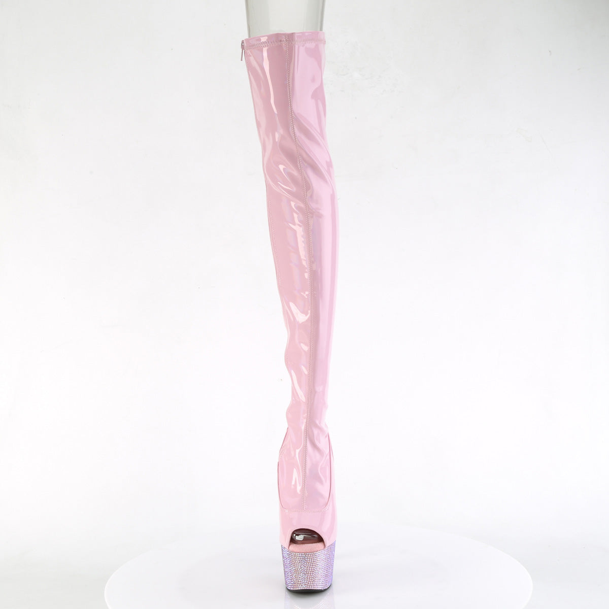 BEJEWELED-3011-7 *7" Heel, 2 3/4" PF Peep Toe Thigh Boot w/RS, Side Zip