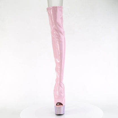 BEJEWELED-3011-7 *7" Heel, 2 3/4" PF Peep Toe Thigh Boot w/RS, Side Zip