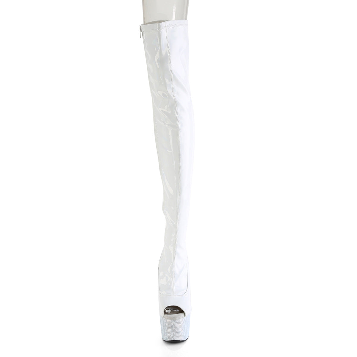 BEJEWELED-3011-7 7" Heel, 2 3/4" PF Peep Toe Thigh Boot w/RS, Side Zip