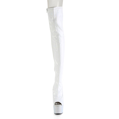 BEJEWELED-3011-7 7" Heel, 2 3/4" PF Peep Toe Thigh Boot w/RS, Side Zip