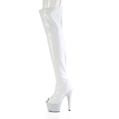 BEJEWELED-3011-7 7" Heel, 2 3/4" PF Peep Toe Thigh Boot w/RS, Side Zip