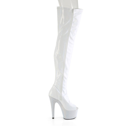 BEJEWELED-3011-7 7" Heel, 2 3/4" PF Peep Toe Thigh Boot w/RS, Side Zip