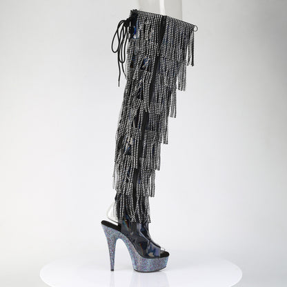 BEJEWELED-3017HG-RSF 6" Heel, 1 3/4" PF 7-Layer Fringe Lace-Up Thigh Boot w/RS