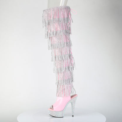 BEJEWELED-3017HG-RSF 6" Heel, 1 3/4" PF 7-Layer Fringe Lace-Up Thigh Boot w/RS