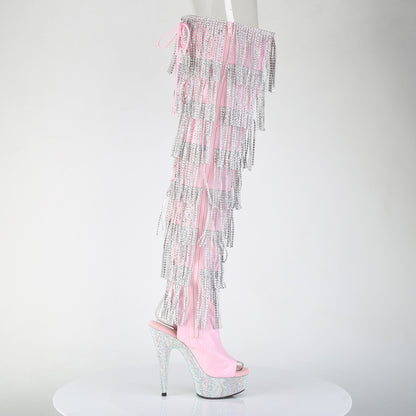 BEJEWELED-3017HG-RSF 6" Heel, 1 3/4" PF 7-Layer Fringe Lace-Up Thigh Boot w/RS
