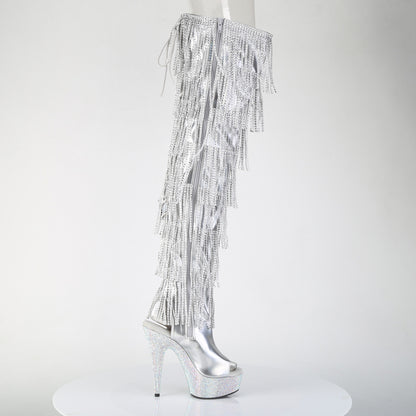 BEJEWELED-3017HG-RSF 6" Heel, 1 3/4" PF 7-Layer Fringe Lace-Up Thigh Boot w/RS