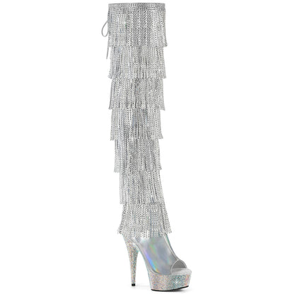BEJEWELED-3017HG-RSF 6" Heel, 1 3/4" PF 7-Layer Fringe Lace-Up Thigh Boot w/RS