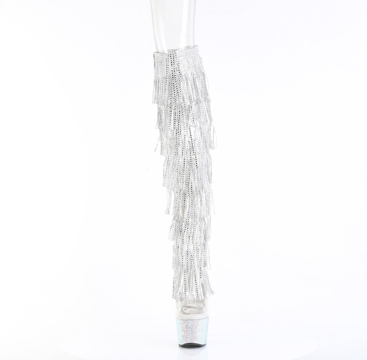 BEJEWELED-3019C-RSF- 7" Heel, 2 3/4" PF 8-Layer Fringe Over-The-Knee Boot w/RS